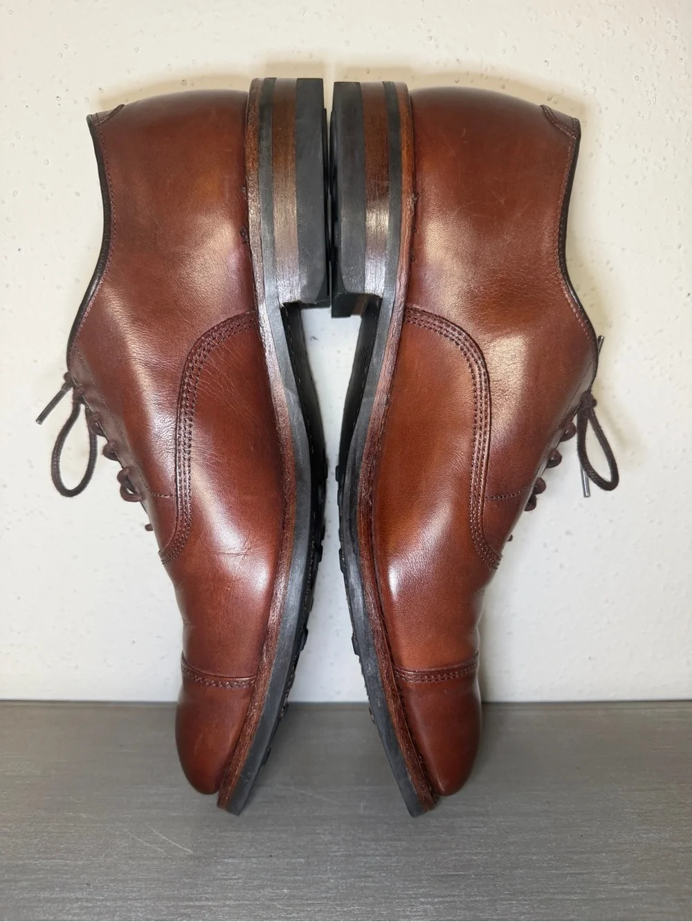 Allen Edmonds Park Avenue 10 D Brown Leather Cap Toe Oxfords Dainite Sole Shoes